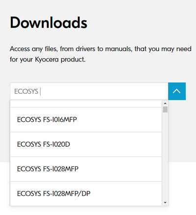 How to scan: Download centre device drop-down list