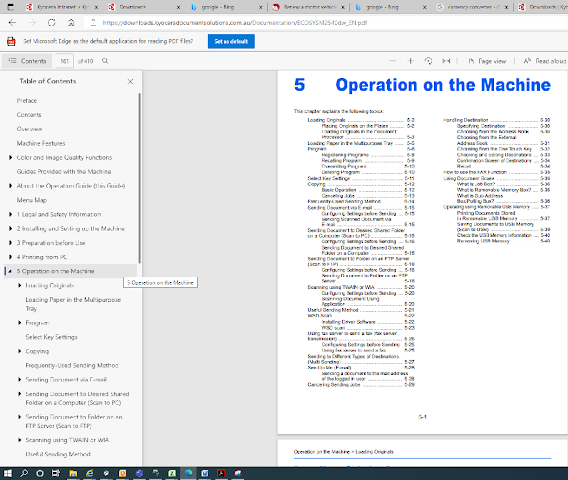 How to scan: Operation of the machine in Table of Contents