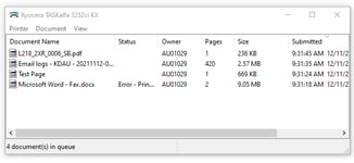 Print queue issues: Printer properties status message