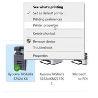 Print queue issues: select printer properties