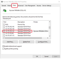 Print queue issues: IP address in properties