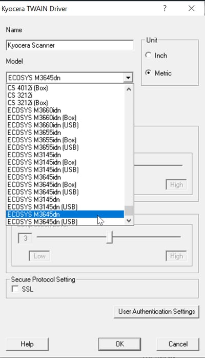 Select not USB option